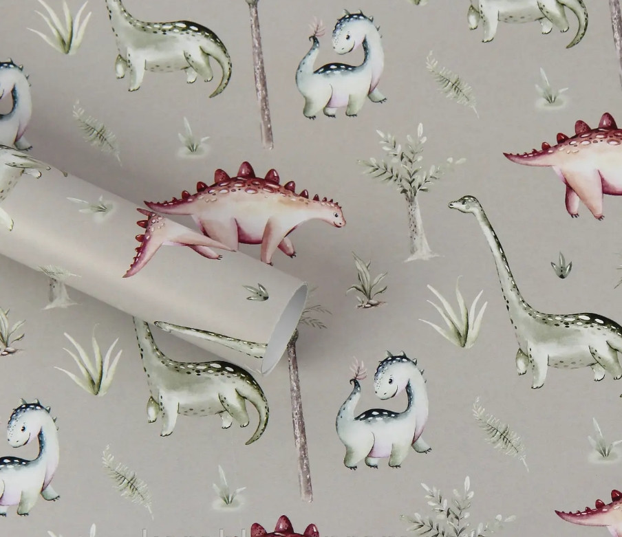 Подарунковий папір для паковання "Динозаврики", 5 шт./пач.