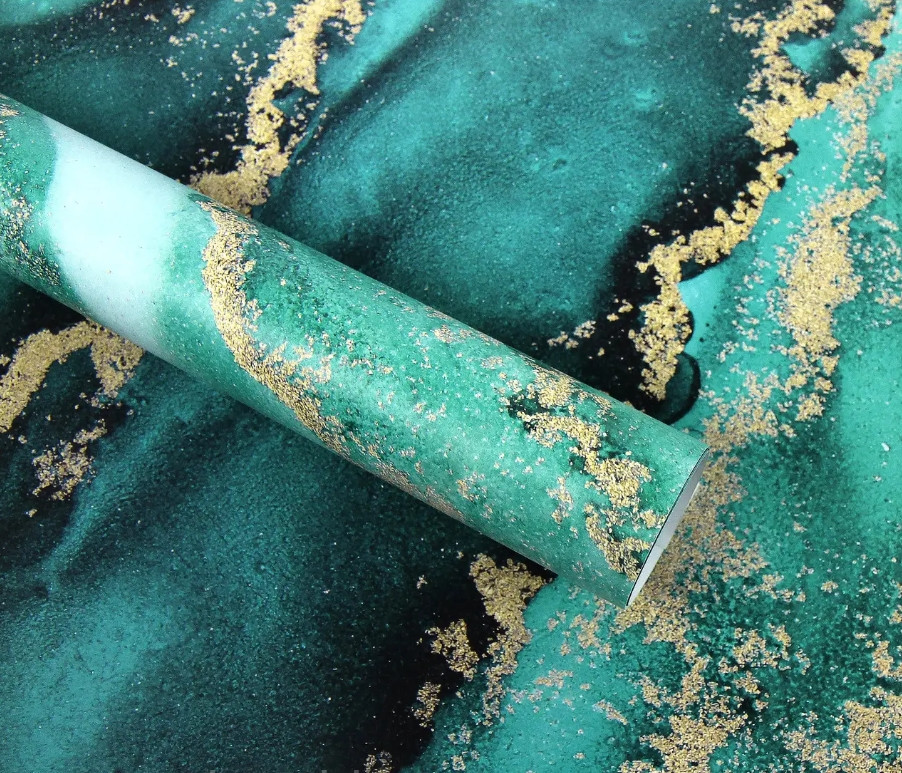 Подарунковий папір для пакування "Мармур смарагдовий", 5 шт./пач.