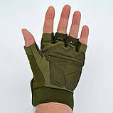 Тактичні тренувальні рукавички без пальців олива, фото 4