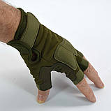 Тактичні тренувальні рукавички без пальців олива, фото 3