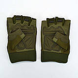 Тактичні тренувальні рукавички без пальців олива, фото 9