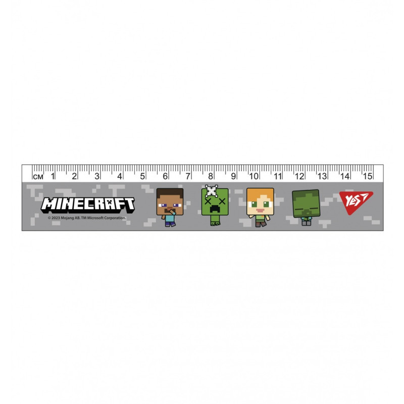 Лінійка пластикова YES 15 см / Minecraft