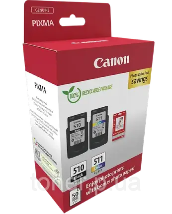 Canon PG-510, CL-511 Набір картриджів + фотопапір GP-501 50 аркушів MultiPack (2970B017AA), фото 3