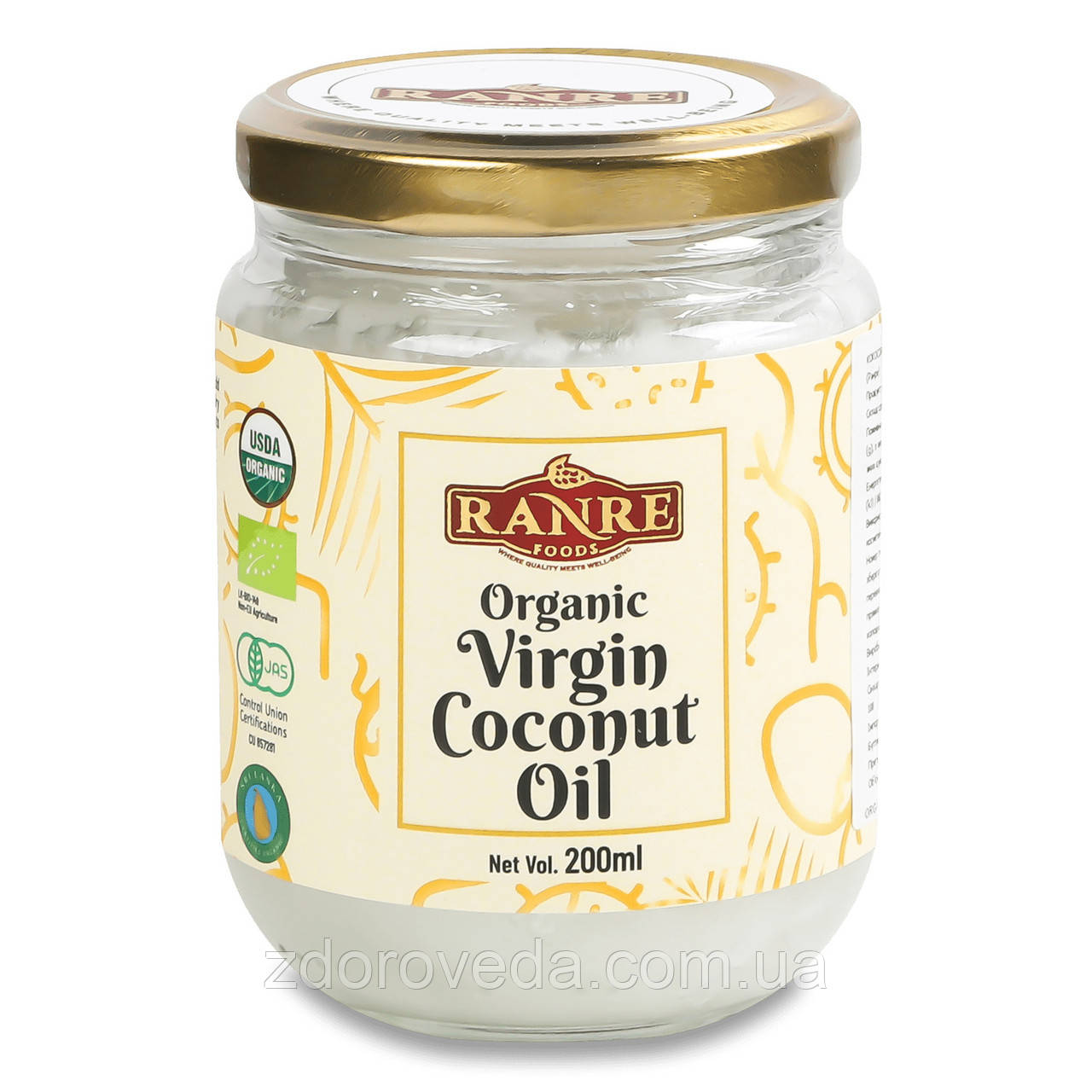 Кокосова олія органічна Ranre Virgin нерафінована, 200 мл