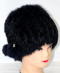 Натуральна жіноча шапка з хутра кролика чорна