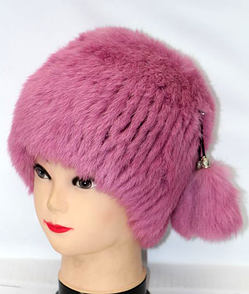 Натуральна жіноча шапка з хутра кролика рожевий забарвлення