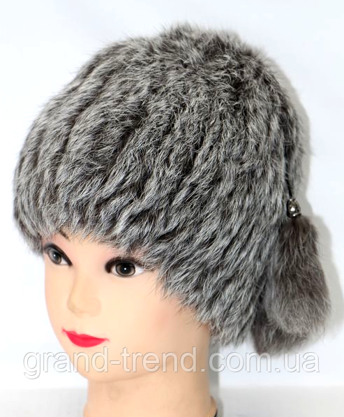 Женская зимняя шапка из меха кролика серого окраса - фото 1 - id-p430270358