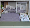 Постільна білизна з літнім покривалом з бахромою First choice Sole Pique Lilac, фото 2
