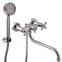 Змішувач для ванни Globus Lux DUKAT-8 SD8-208L нержавіюча сталь двовентильний гусак 27 см