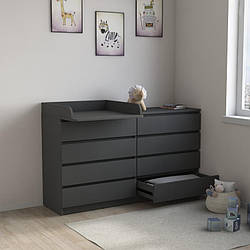 Комод 8 ящиків з пеленальним блоком Антрацит