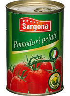 Помідори без шкірки у власному соку Pomodori pelati Sargona, 400 г.