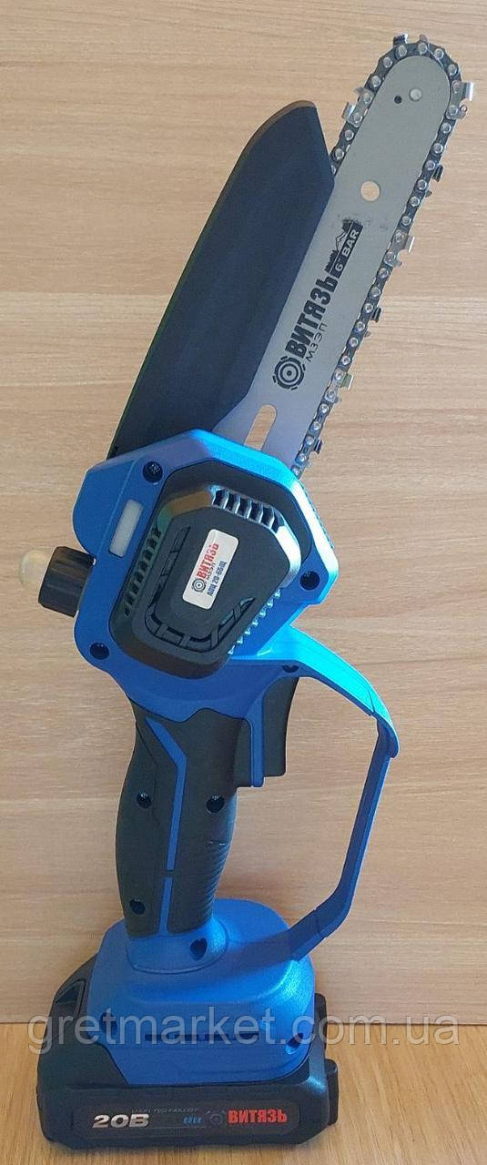 Пила акумуляторна ланцюгова Витязь АПЦ 20-6БЩ  (шина 152мм, 20V, 2Аг), фото 1