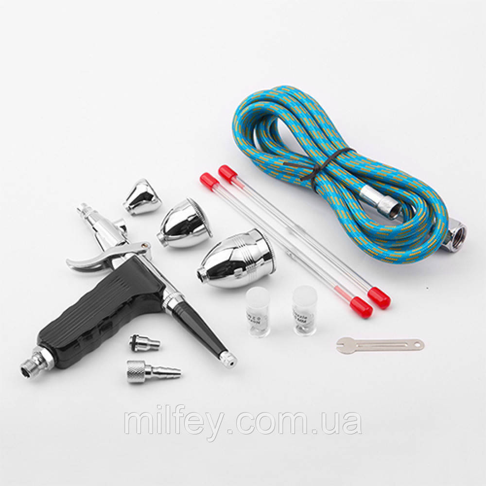 Аерограф Fengda зі змінним соплом 0.2/0.3/0.5 мм та бачками, BD-116AK, фото 1