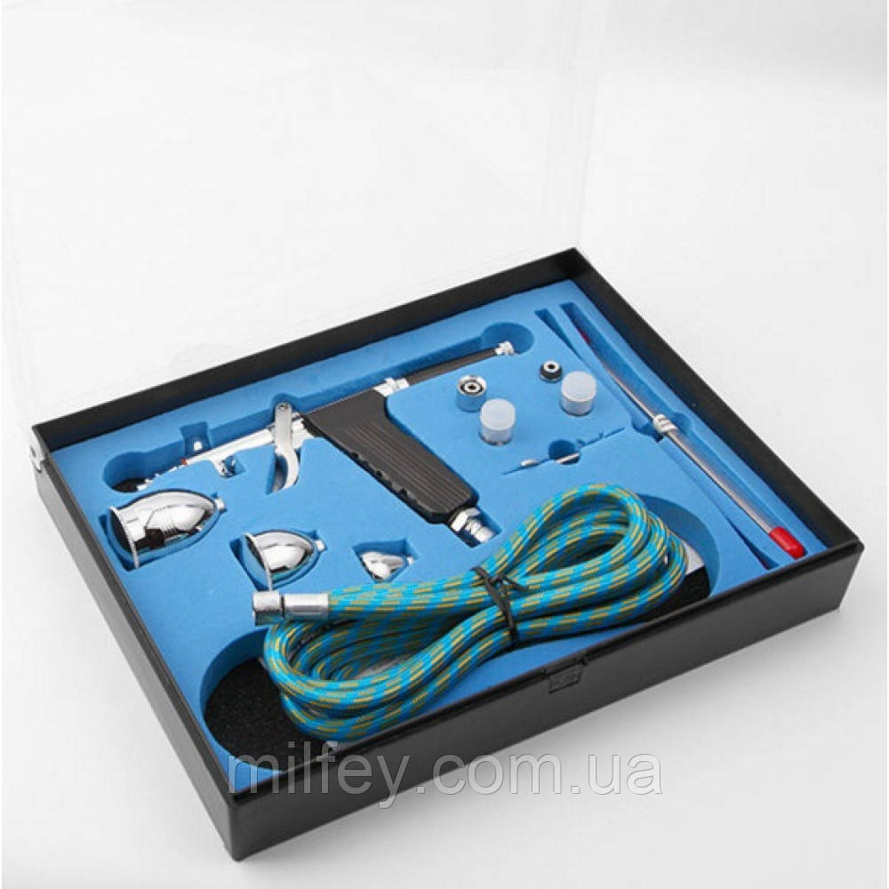 Аерограф Fengda з конусним змінним соплом 0.3/0.5/0.8 мм та бачками, BD-116C, фото 1