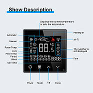 Двозонний Wi-Fi терморегулятор для підлоги 1DAL | Білий, Скляна рамка, 2 підрозетники (G157D-TRX2.WF.WT), фото 5