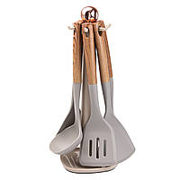 Набір из 6 штук кухонного приладдя на підставці дерево