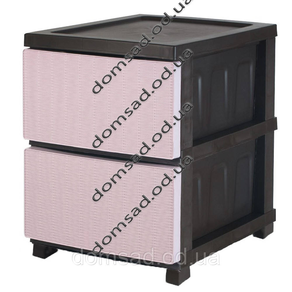 Комод пластиковий "Ротанг" 2 яруси 46*43*34см, R-Plastic, рожевий
