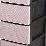 Комод пластиковий "Ротанг" 6 ярусів 126*43*34см, R-Plastic, рожевий, фото 2