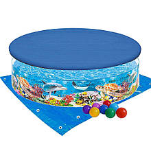 Басейн дитячий каркасний Intex 58472-3 «Океанський риф», 244 х 46 см, з кульками 10 шт, тентом, підстилкою топ