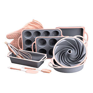 Набір силіконових форм для випічки на 11 шт з кухонним приладдям і прихваткою антипригарне покриття
