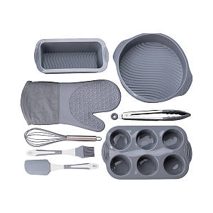 Набір силіконових форм для випічки на 8 шт з кухонним приладдям і прихваткою антипригарне покриття