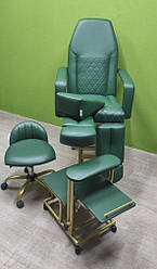 Меблі для педикюру 4 в 1 Комплект GolD педикюрне крісло кушетка Luna для салону краси