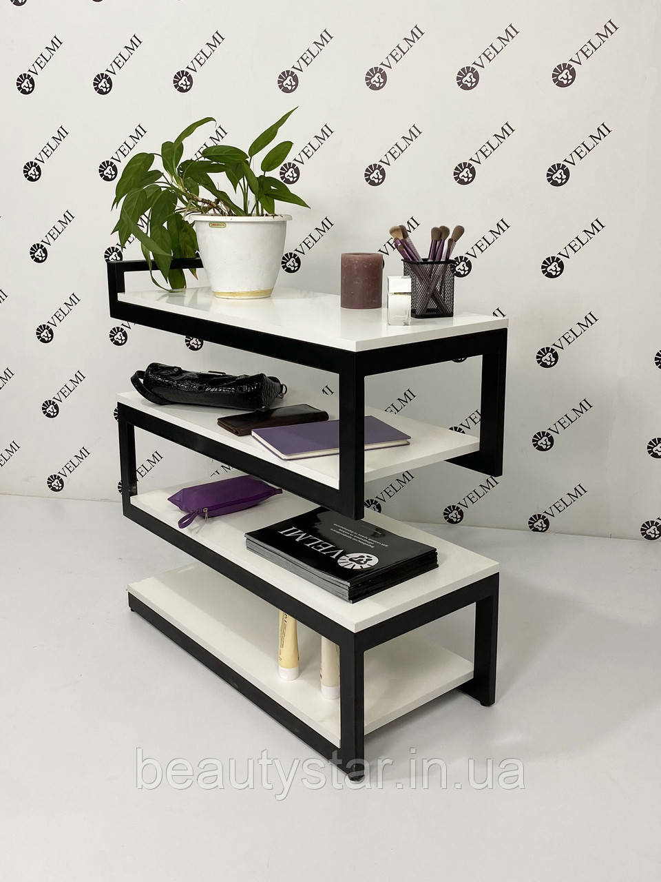 Міні стелаж LOFT столик з полицями для зони очікування VM 69