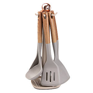 Набір из 6 штук кухонного приладдя на підставці дерево