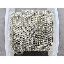 Стразовий ланцюг SS4 (1,5мм) прозорий в срібному металі (10ярдів)