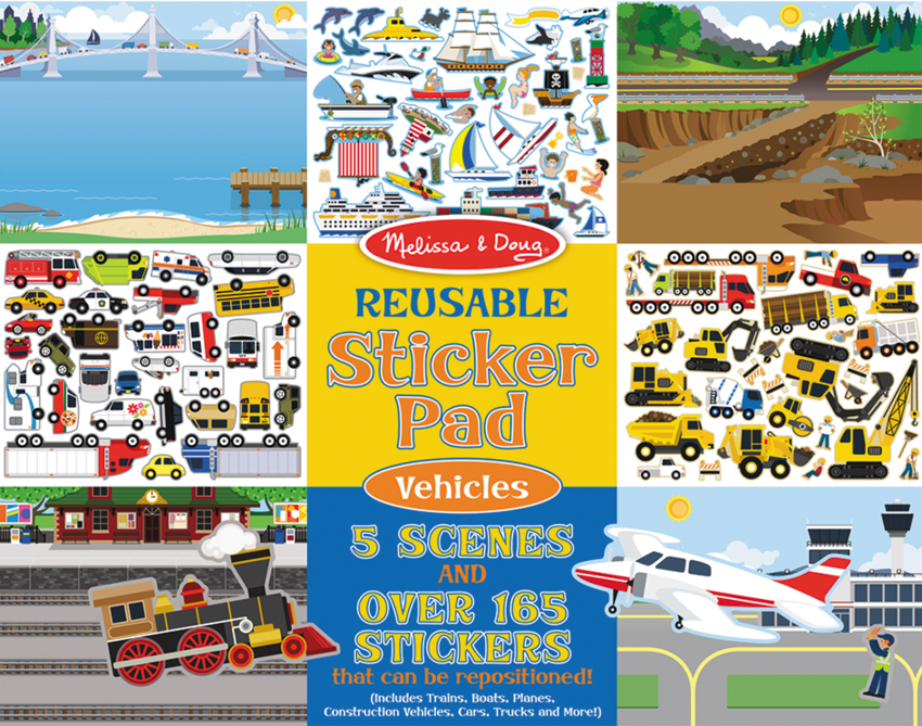 Набір багаторазових наклейок "Транспорт" (Vehicles Reusable Sticker Pad) ТМ Melіssa & Doug MD4199