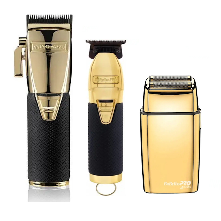 Комбо-набір для стрижки BaByliss PRO Boost+Gold (FX8700GBPE+FX7870GBPE+FXFS2GE)