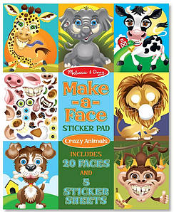 Набір наклейок "Забавні тварини" (Make-a-Face Sticker Pad — Crazy Animals) ТМ Melissa & Doug MD18605
