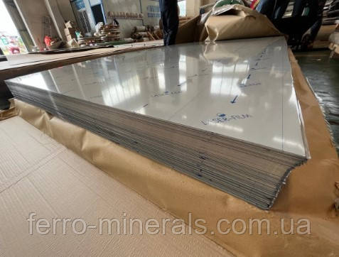Лист нержавіючий 0.8х1250х2500мм AISI 430 (12Х17) 4N+PVC шліф