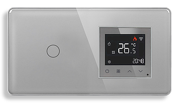 Wi-Fi регулятор теплої підлоги + Вимикач 1 сенсор 1DAL | Сірий, Загартоване скло (G157D-SW1G-TR.WF.GR)
