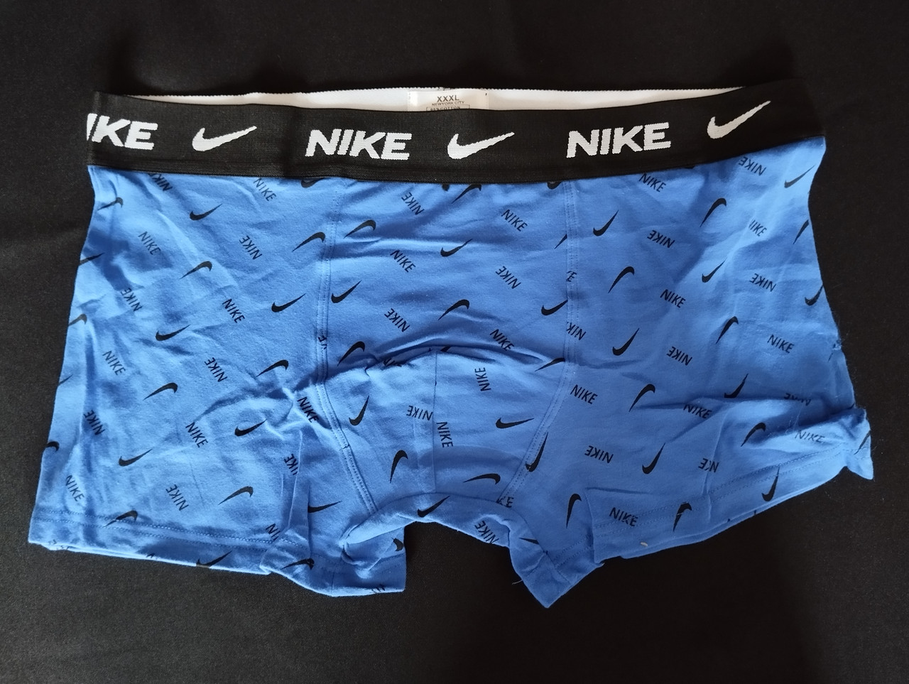 Однотонні сині чоловічі труси з логотипом Nike, фото 1