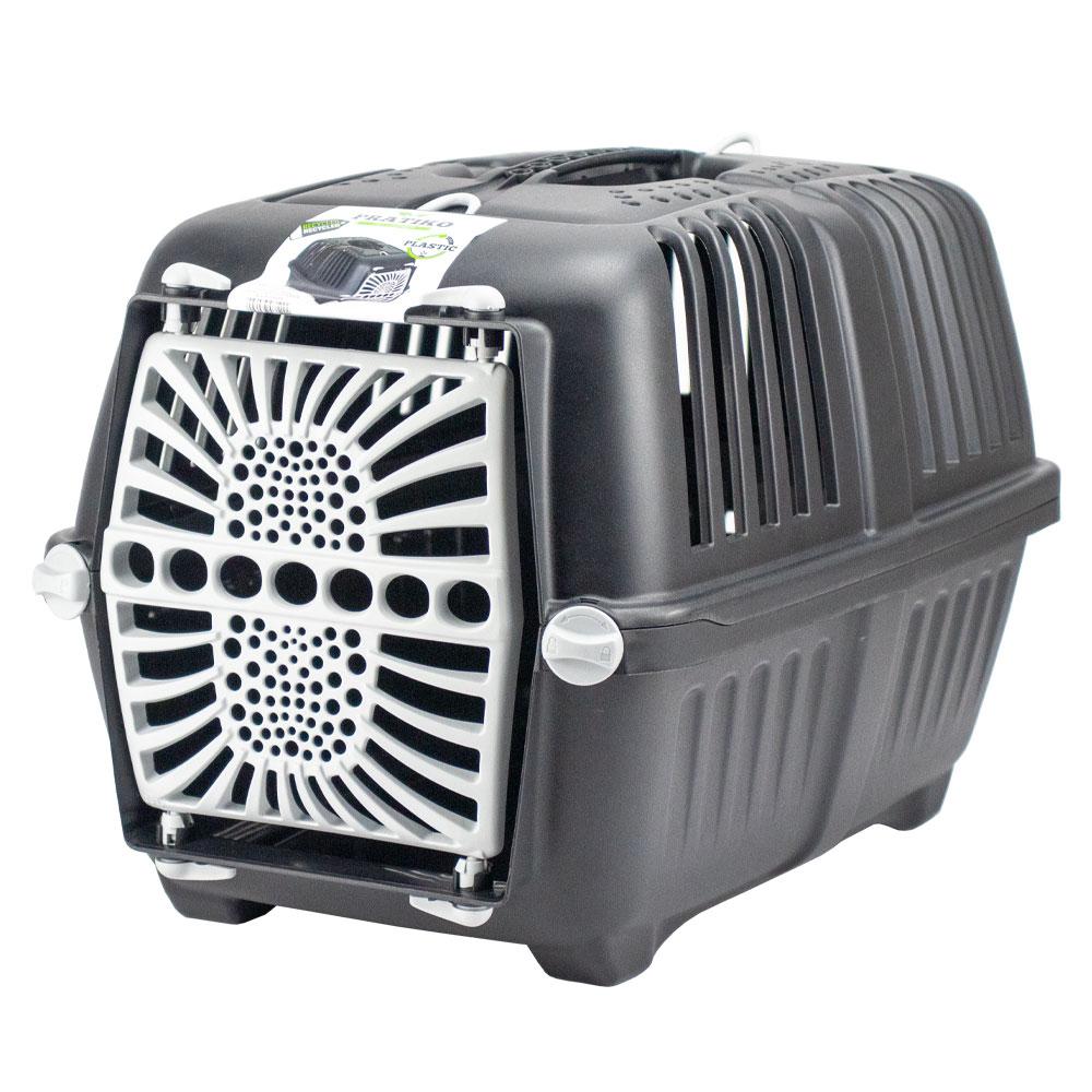 Переноска MPS ECO Pratico 1 з пластиковими дверцятами для котів і собак, чорна 48×31.5×33 см до 12 кг