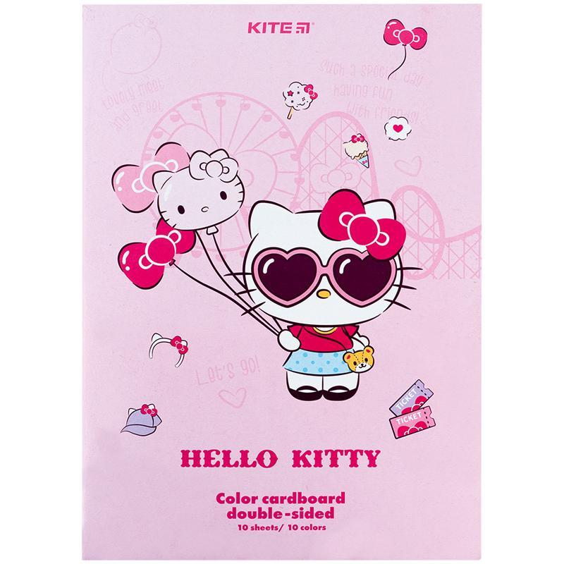 Картон кольоровий двосторонній Kite Hello Kitty А4 10 аркушів 10 кольорів HK24-255