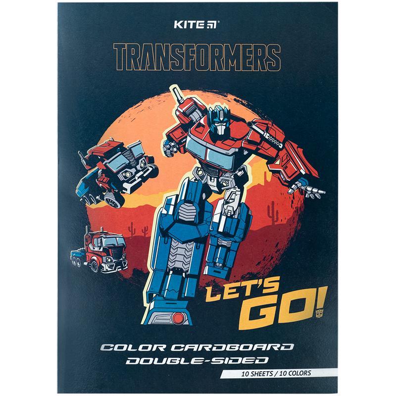 Картон кольоровий двосторонній Kite Transformers А4 10 аркушів 10 кольорів TF24-255, фото 1