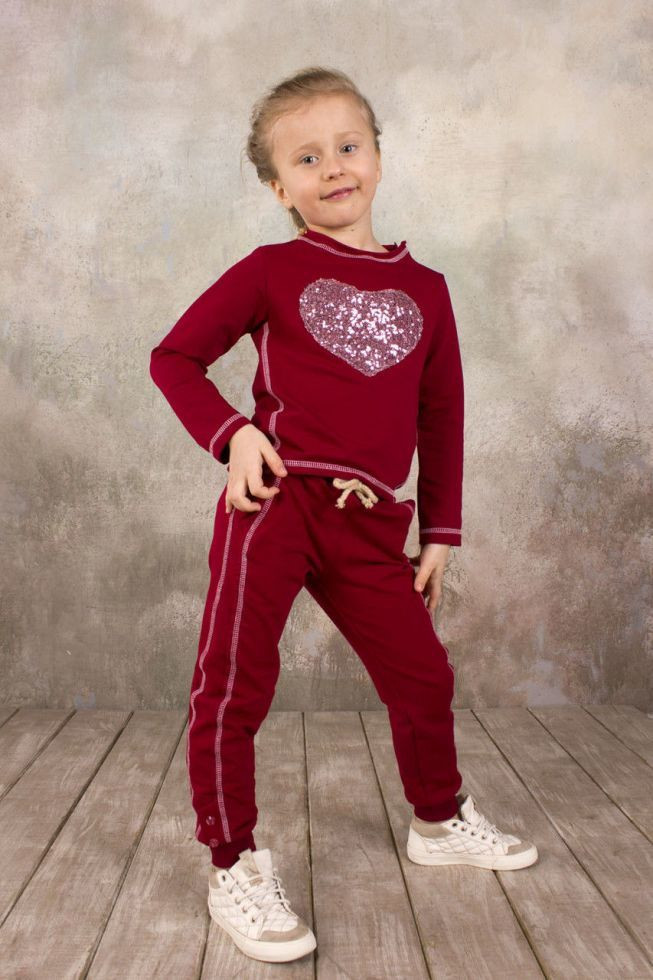 Реглан для дівчинки 6 років, розмір 116, Модний карапуз (бордо) 03-00566-1