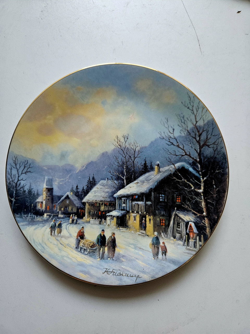 Колекційна, Порцелянова тарілка Вечірня атмосфера в селі, фото 1