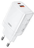 Мережевий зарядний пристрій XO CE16 - 45W PD USB-C & 22.5W QC USB-A White, фото 2