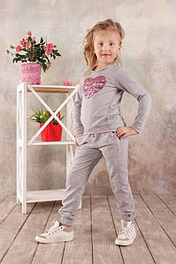 Спортивні штани для дівчинки 3-8 років, розмір 98-128, Модний карапуз (сірий меланж) 03-00570-0