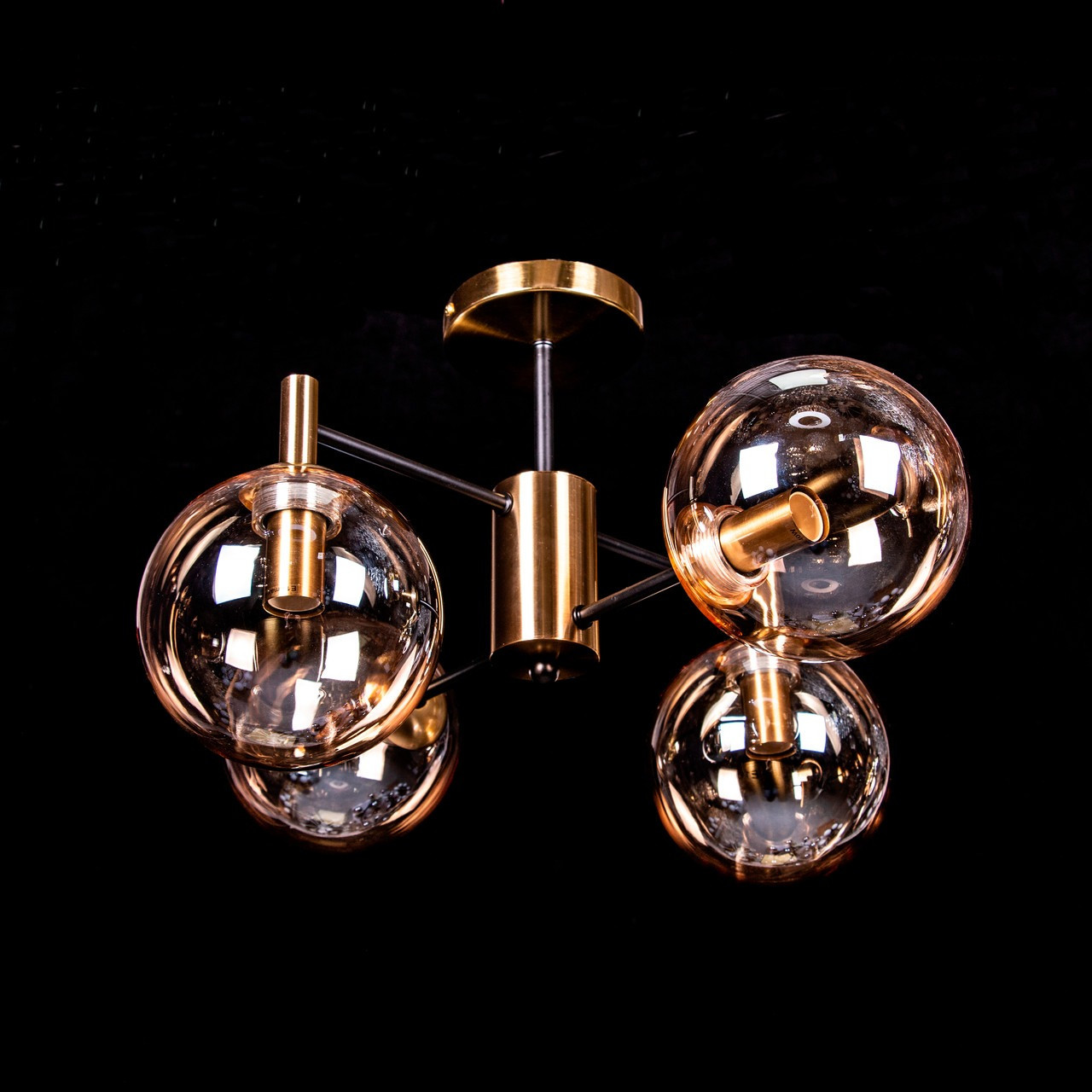Люстра лофт на 4 лампи Е14 колір каркасу бронза + чорний SM-3050/4/amber ball