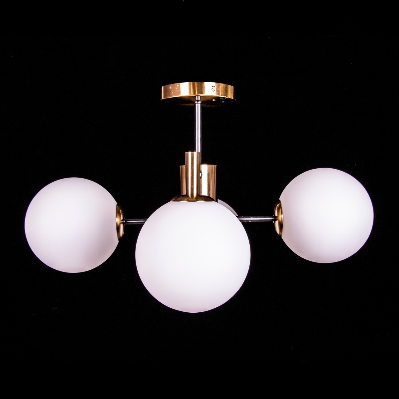 Люстра лофт на 4 лампи Е14 колір каркасу бронза + чорний SM-3050/4/white ball