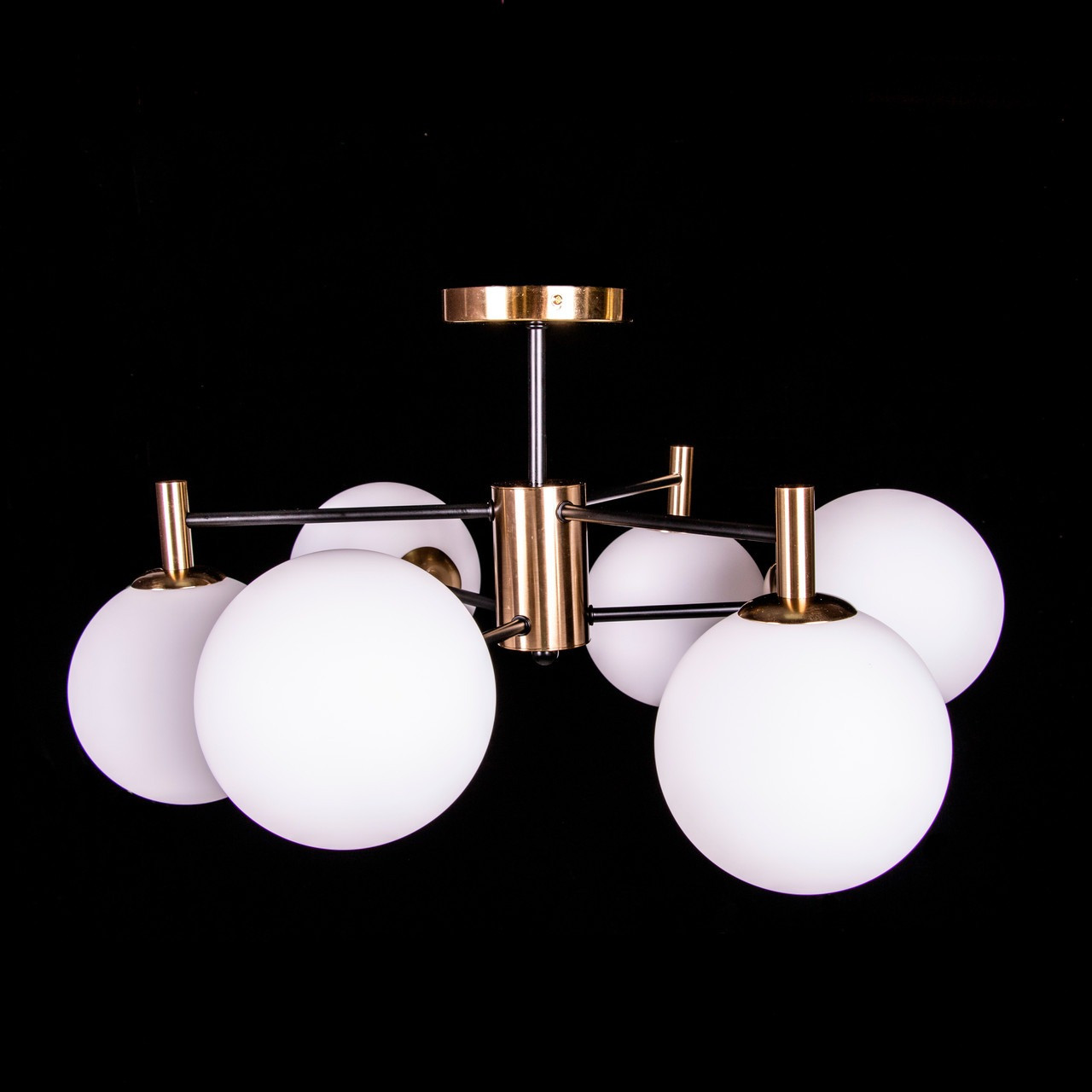 Люстра лофт на 6 ламп Е14 колір каркасу бронза + чорний SM-3050/6/white ball