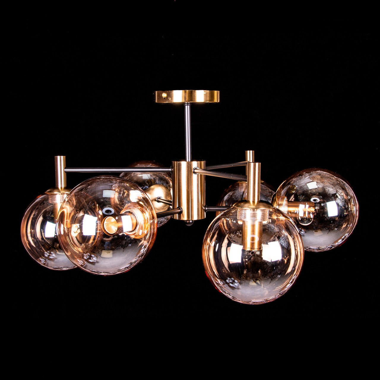 Люстра лофт на 6 ламп Е14 колір каркасу бронза + чорний SM-3050/6/amber ball