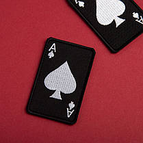 Набір шевронів 2 шт з липучкою карта Туз Пік 5х8 см Ace of Spaces чорний вишитий патч нашивка шеврон, фото 5