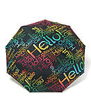 Парасолька автомат RAIN FLOWERS №1130 "Привітання" жіноча на 9 спиць Чорний, фото 2