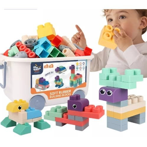 М'який силіконовий конструктор для дітей Soft rubber building blocks 80 шт, фото 1