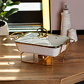 Марміт з підігрівом для інших страв настільний 1 літр мармітниця прямокутна керамічна